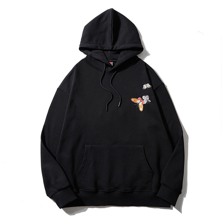 Cross-border autumn heavy industry rooster embroidery male hooded sweatshirt pullover national tide young couple trend coat clothes