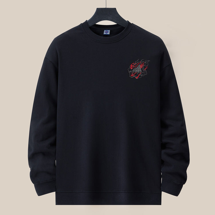 360g new sweatshirt men's jacket national tide embroidered top cotton loose fashion brand large size fleece men's casual