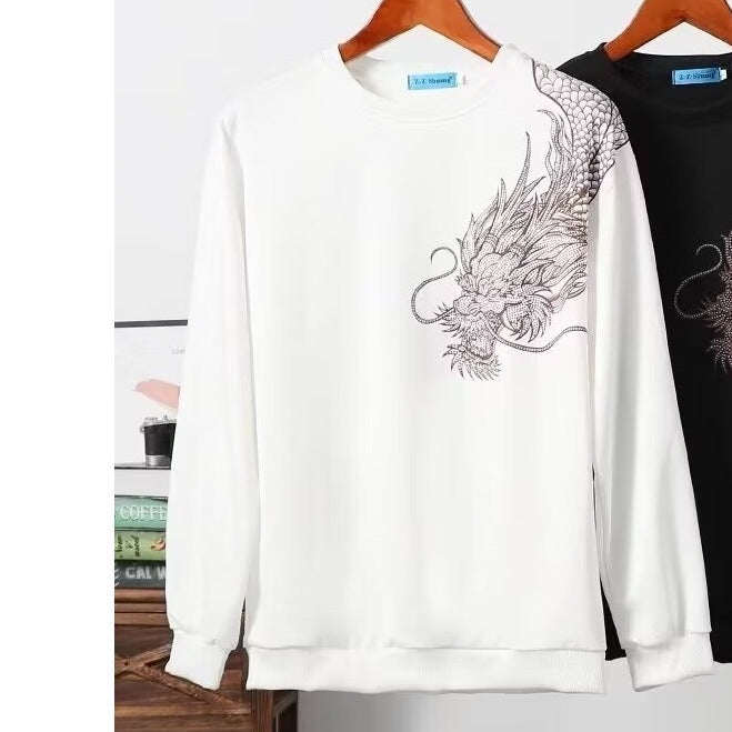 2024 New Winter Hot Stamping Over-the-Shoulder Dragon Sweatshirt Men's Spirit Guy Round Neck Hot Long Sleeve Wear Sweatshirt Tide