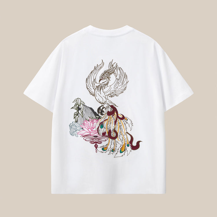 Summer new pure cotton short-sleeve men's crew neck drop shoulder embroidered trendy brand loose plus-size half-sleeve men's clothing source