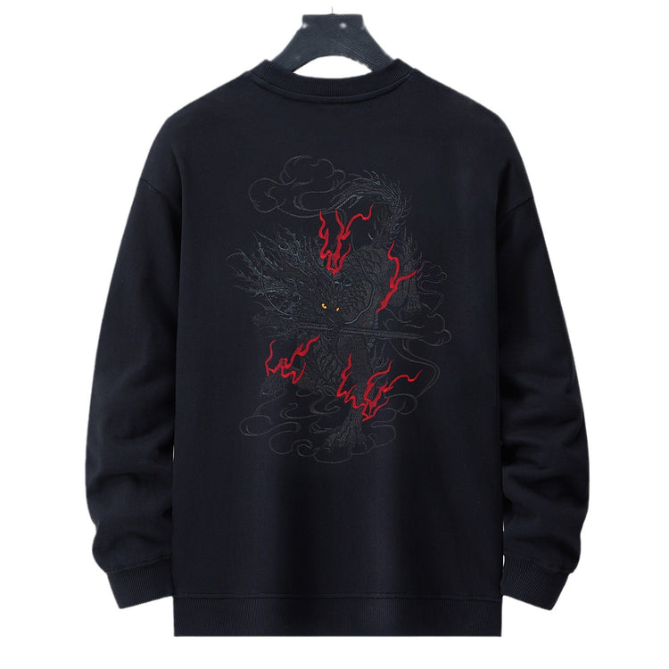 360g new sweatshirt men's jacket national tide embroidered top cotton loose fashion brand large size fleece men's casual