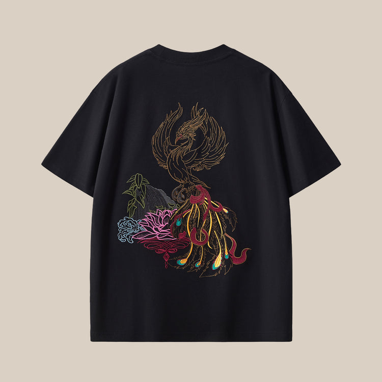 Summer new pure cotton short-sleeve men's crew neck drop shoulder embroidered trendy brand loose plus-size half-sleeve men's clothing source