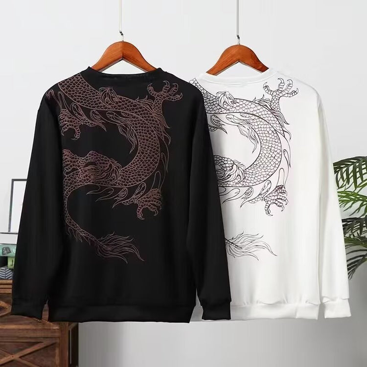2024 New Winter Hot Stamping Over-the-Shoulder Dragon Sweatshirt Men's Spirit Guy Round Neck Hot Long Sleeve Wear Sweatshirt Tide