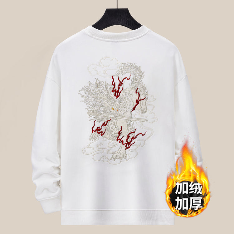 360g new sweatshirt men's jacket national tide embroidered top cotton loose fashion brand large size fleece men's casual