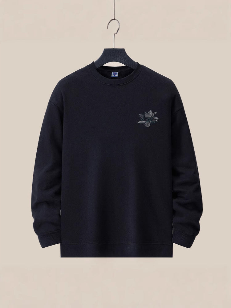 Autumn and winter new men's crewneck sweatshirt embroidered plus-size men's jacket national tide unicorn top cotton loose fashion brand