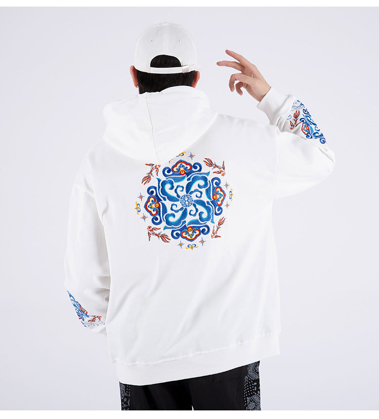 Autumn/Winter Hooded Sweatshirt Men's Tide Embroidery Pullover, Couple Jacket, Trendy Brand Plus Size Top