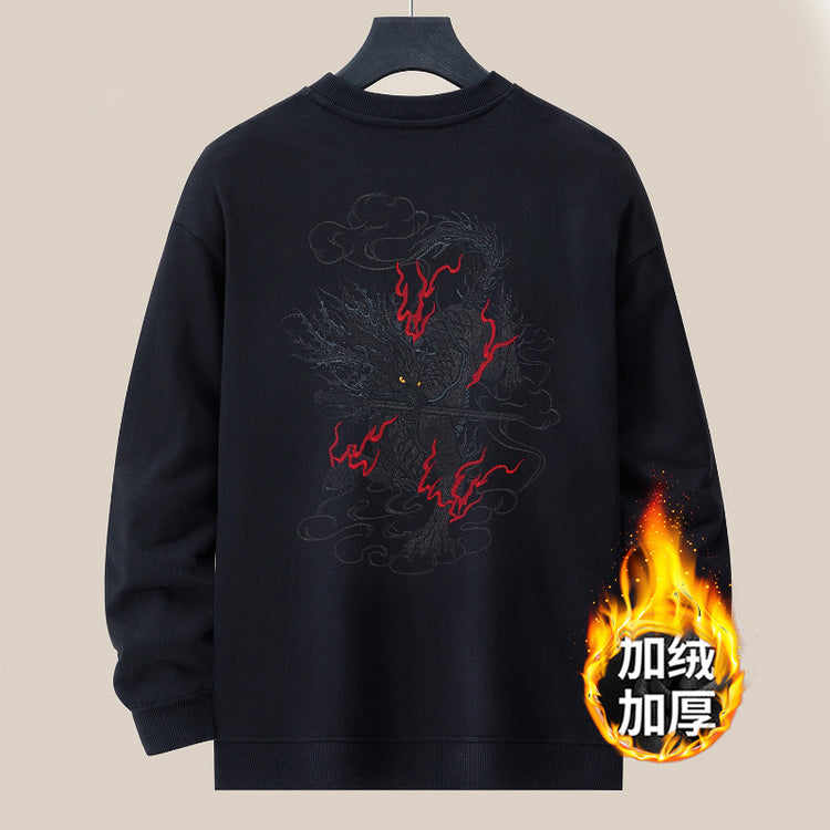 360g new sweatshirt men's jacket national tide embroidered top cotton loose fashion brand large size fleece men's casual