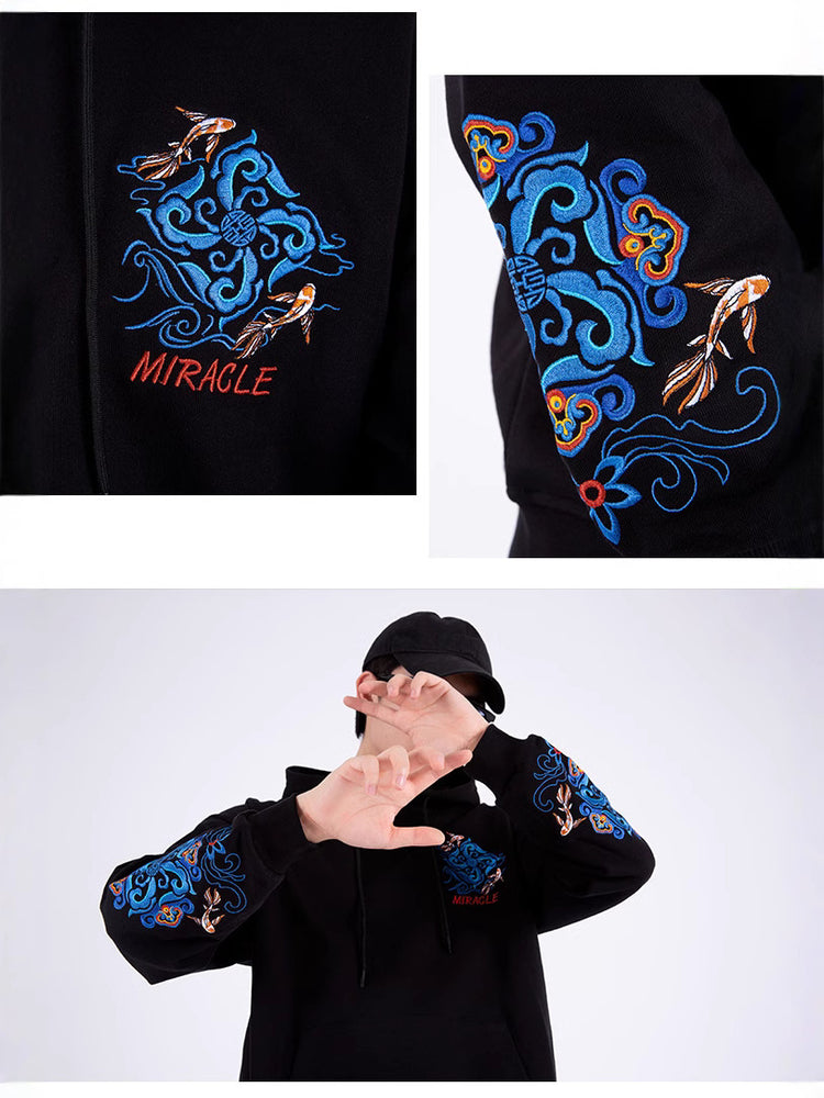 Autumn/Winter Hooded Sweatshirt Men's Tide Embroidery Pullover, Couple Jacket, Trendy Brand Plus Size Top