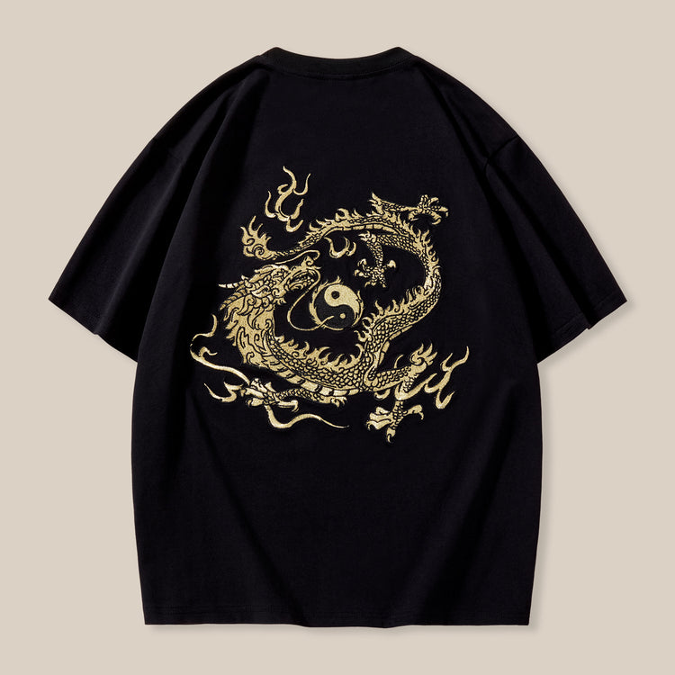 New short sleeve t-shirt male heavy industry embroidery cotton crew neck loose large size casual fashion brand couple shirt custom wholesale