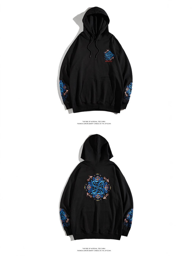 Autumn/Winter Hooded Sweatshirt Men's Tide Embroidery Pullover, Couple Jacket, Trendy Brand Plus Size Top