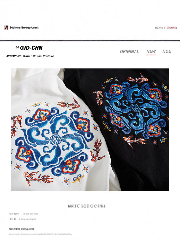 Autumn/Winter Hooded Sweatshirt Men's Tide Embroidery Pullover, Couple Jacket, Trendy Brand Plus Size Top