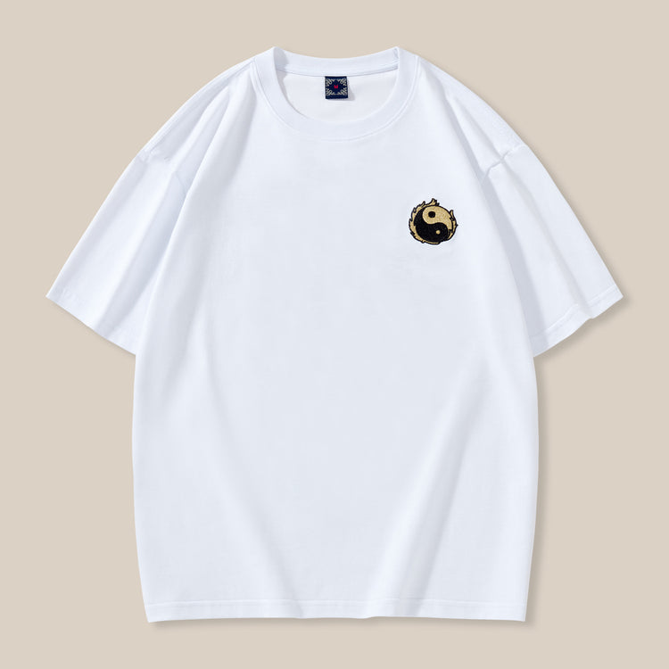 New short sleeve t-shirt male heavy industry embroidery cotton crew neck loose large size casual fashion brand couple shirt custom wholesale