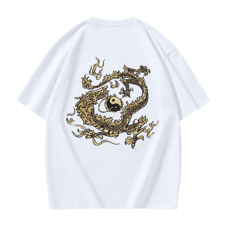 New short sleeve t-shirt male heavy industry embroidery cotton crew neck loose large size casual fashion brand couple shirt custom wholesale