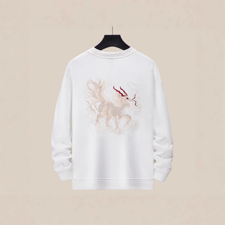 Autumn and winter new men's crewneck sweatshirt embroidered plus-size men's jacket national tide unicorn top cotton loose fashion brand