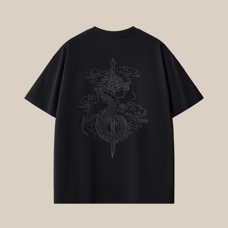 New round neck drop shoulder pure cotton short-sleeve T-shirt, men's trendy brand embroidered loose plus-size men's clothing source factory wholesale