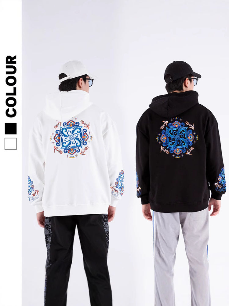 Autumn/Winter Hooded Sweatshirt Men's Tide Embroidery Pullover, Couple Jacket, Trendy Brand Plus Size Top