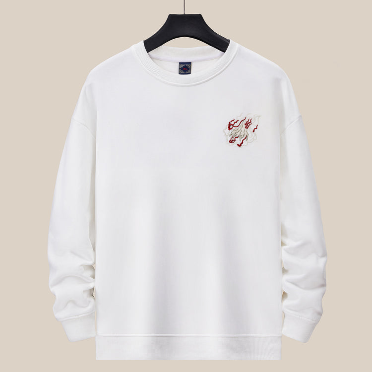 360g new sweatshirt men's jacket national tide embroidered top cotton loose fashion brand large size fleece men's casual