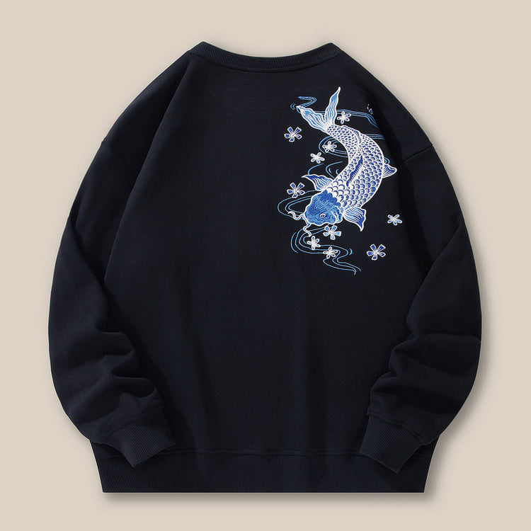 Autumn and winter new men's crewneck sweatshirt national tide loose plus size fashion brand embroidered cotton long-sleeved top
