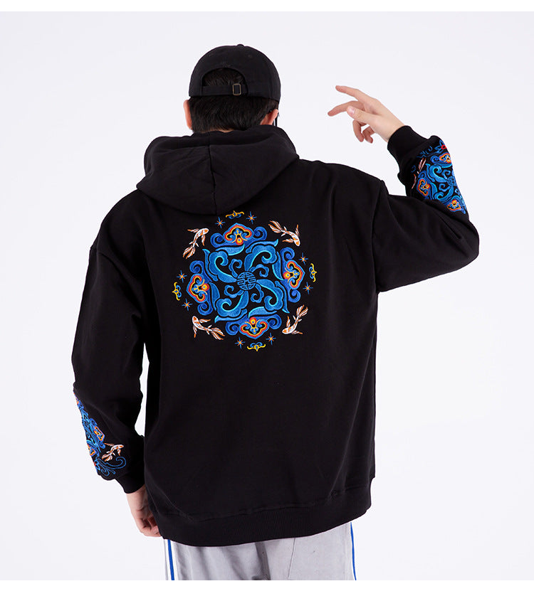 Autumn/Winter Hooded Sweatshirt Men's Tide Embroidery Pullover, Couple Jacket, Trendy Brand Plus Size Top