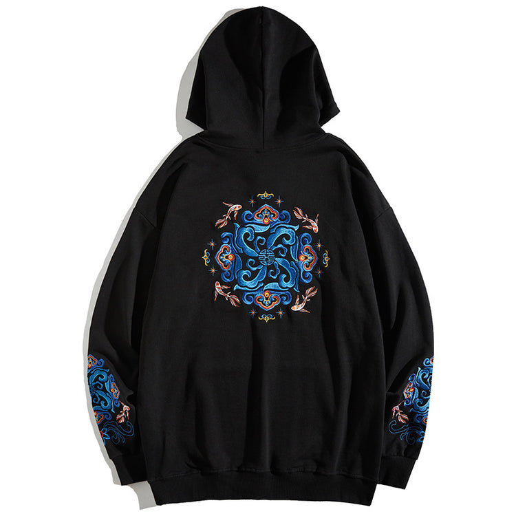 Autumn/Winter Hooded Sweatshirt Men's Tide Embroidery Pullover, Couple Jacket, Trendy Brand Plus Size Top